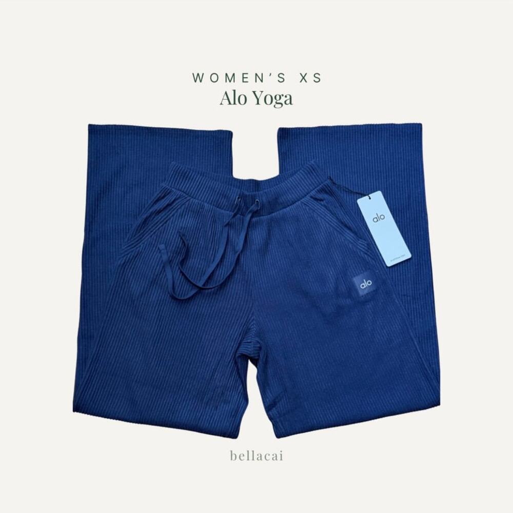 Alo Yoga | Muse Wide Leg Ribbed Lounge Pants Navy Size XS (oversized) NWT